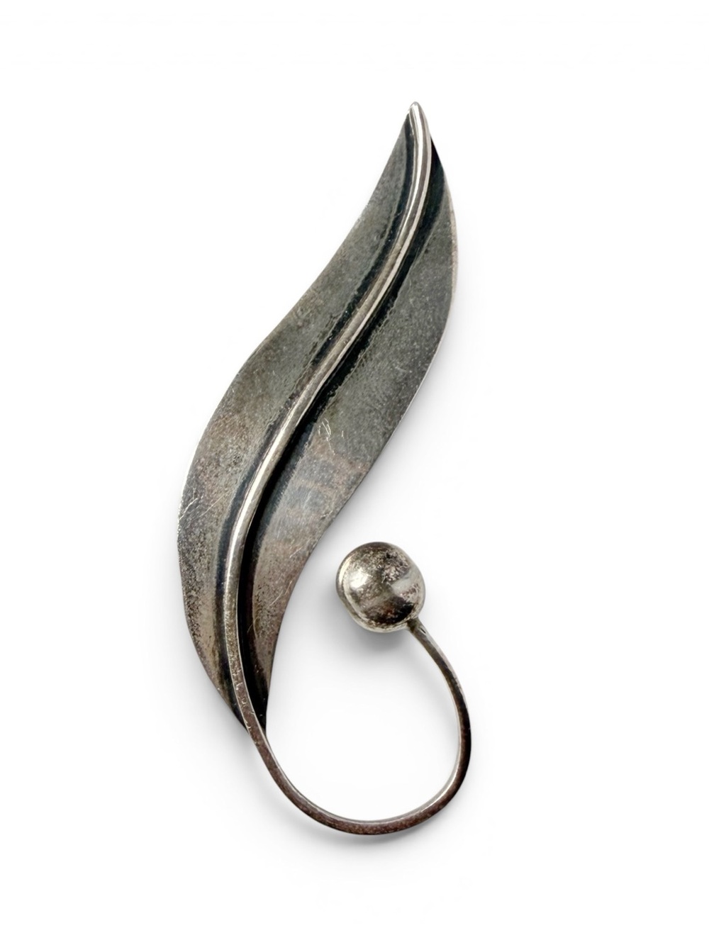 Vintage Taxco Sterling Silver Art Nouveau Revival Leaf Brooch Pin